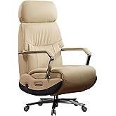 Kinnls Carlo Ergonomic Power Recliner Chair for Long Hours, Leather Electric Luxury Office & Home Desk Chair with Back Heating and Ventilation, 3-Speed Cooling, 400Lbs Capacity (Light Coffee)