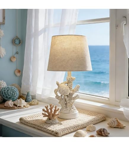 Zeckos Coastal Table Lamp with Treasure Map Shade, 19 Inch