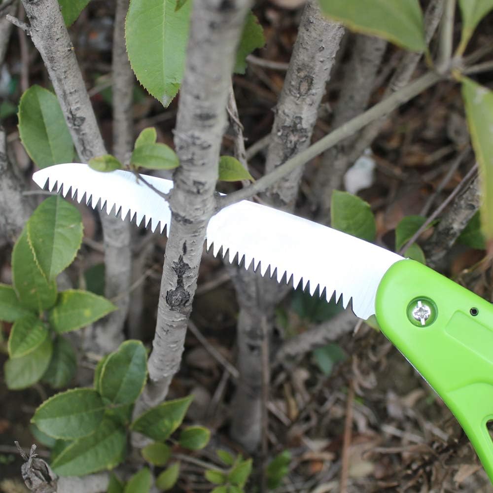 KALIM Multipurpose Garden Tool Set, D-Shaped Non-Slip Folding Saw and 7" Gardening Bypass Pruning Shears with Heavy Duty SK5 Stainless Steel Blade, for Wood Camping, Garden Flower Orchard Pruning : Garden & Outdoor