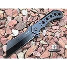 STEC 10.5" Heavy Huge Tactical Hunting Folding Cleaver Knife Stainles Steel Blade (w/Belt Clip & Pouch)