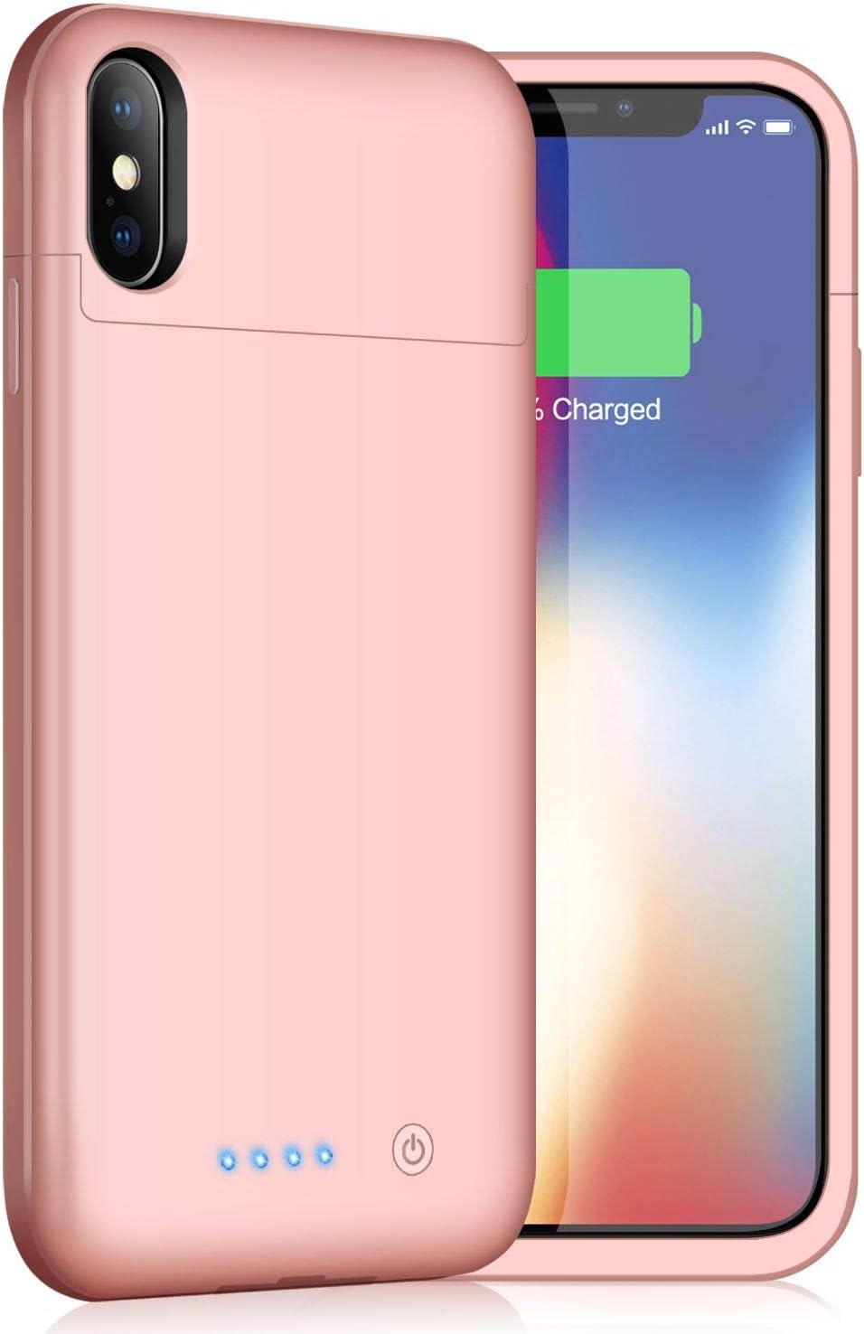 Yacikos Battery Case for iPhone X/XS/10, 5200mAh Portable Charging Case Rechargeable Extended Battery Pack for iPhone X/XS/10 (5.8') Protective Backup Power Bank Cover-Rose Golden