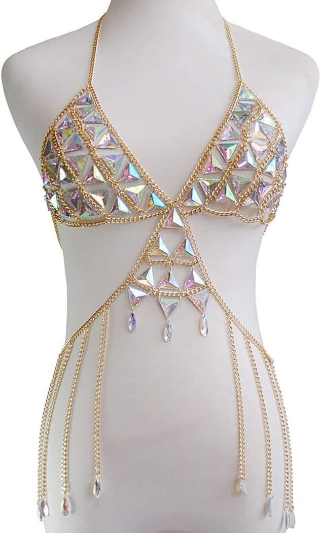 Sethain Boho Body Chain Gold Tassel Bikini Chains Summer Beach Acrylic