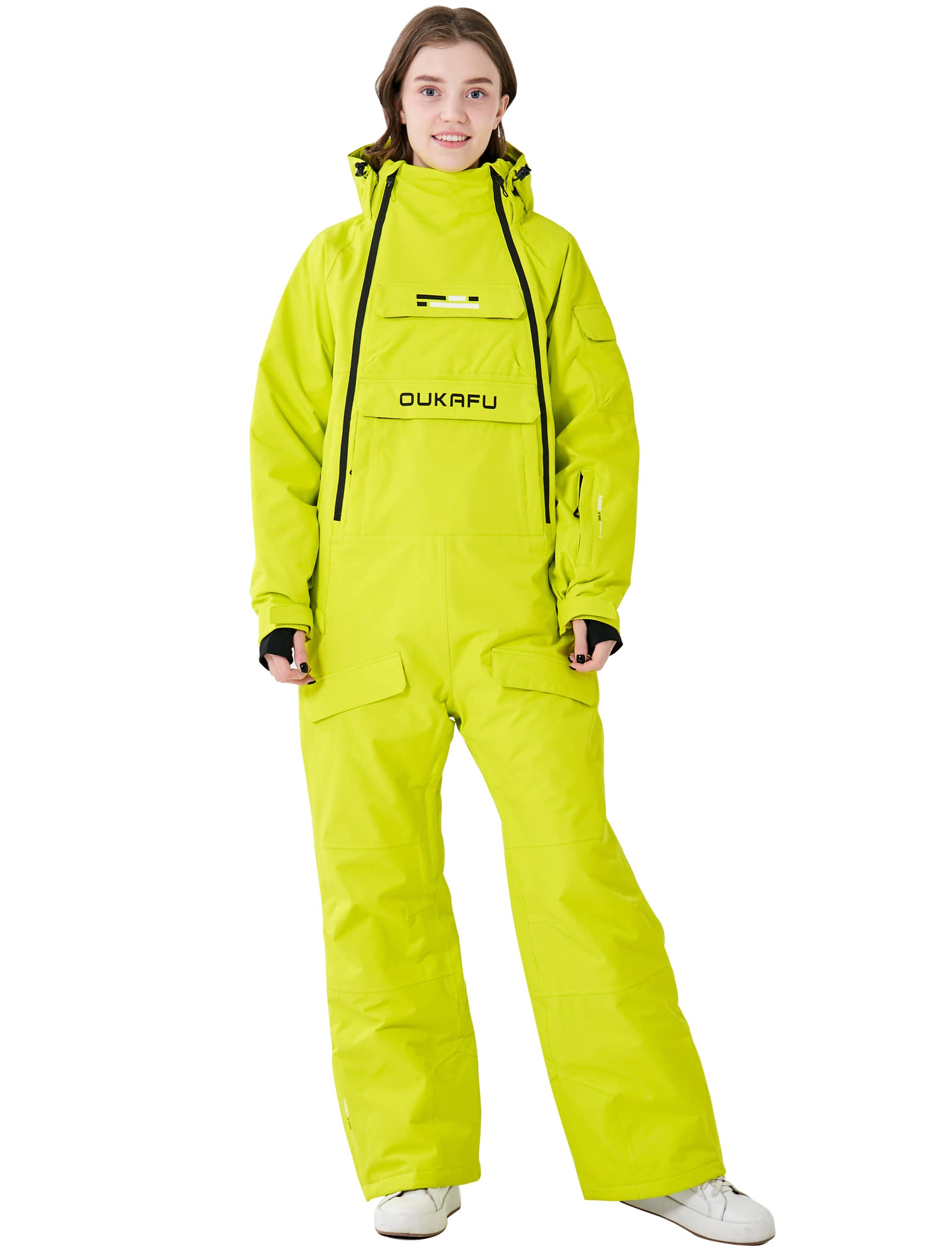 Photo 1 of OUKAFU Women One Pieces Ski Suits Waterproof Ski Jumpsuits Winter Onesies Snowsuits Snowboard Coveralls for Snow Sports(Yellow, S)