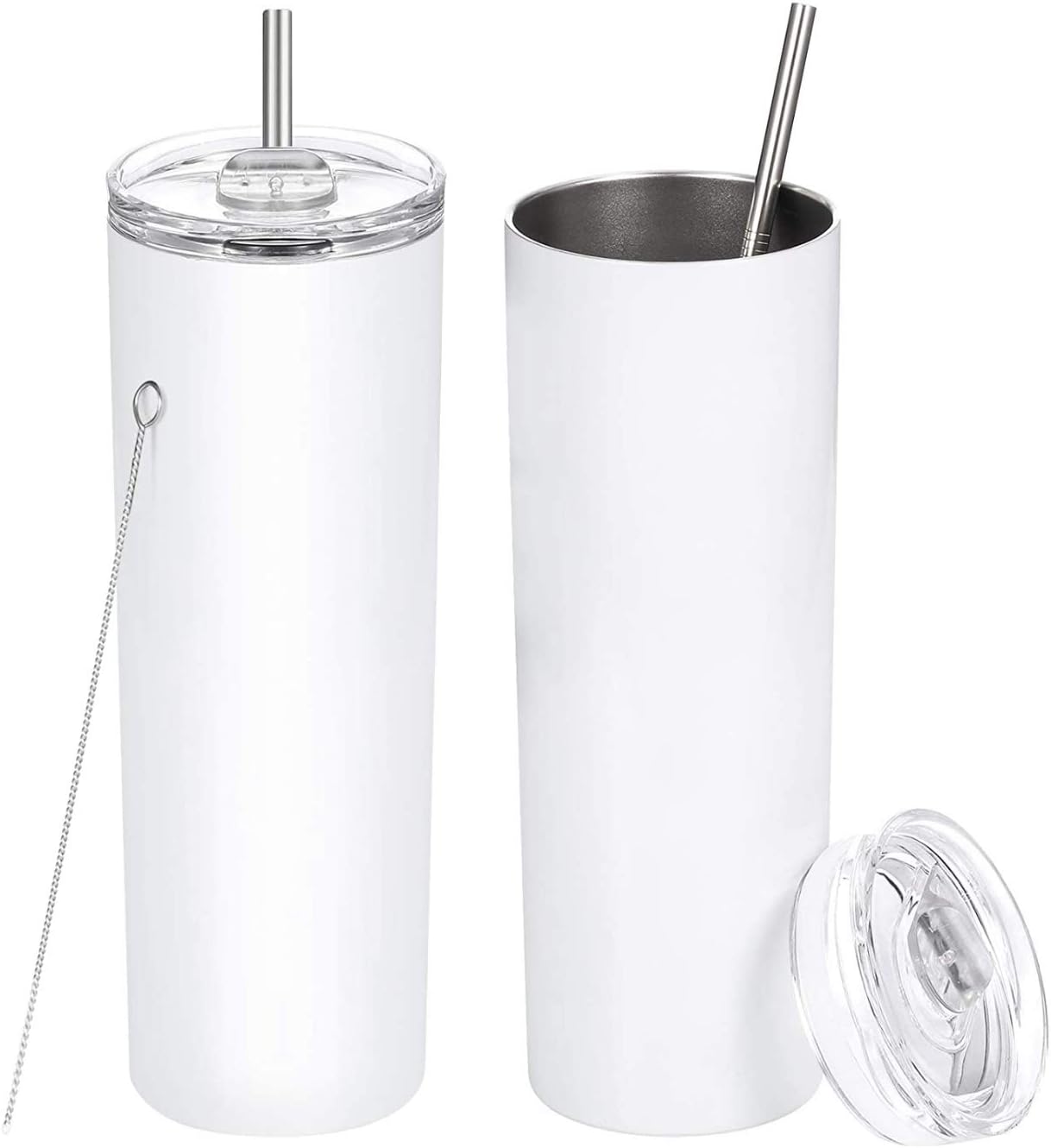 2 Pack 20oz Sublimation Blank Skinny Straight Stainless Steel Tumbler