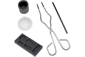 GELIBLE 5 Graphite Crucible Kits, Graphite Crucible Silver Ingot Mold, Jewelry Melting Ingot Set, for Gold, Platinum, 6 Holes Crucible + Pliers + Bowl + Combined Ingot Torch Tube + Graphite Stirring Rod