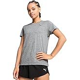 PUMA Womens Train All Day Essentials Heather Short Sleeve Training Athletic Tops Athletic - Black
