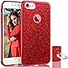 iPhone 8 Case with Stand, HoneyAKE Ultra Thin Cover Glitter Bling Sparkle Shell Luxury Shining Fashion Style 3 Layer Slim Fit Protective Soft Phone Case for Apple iPhone 8(Red)