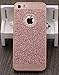 Iphone SE Case, A-Focus Bling Sparkle Glitter Crystal Rhinestone Hybrid Hard PC Cover Case + Tempered Glass Screen Protector for Iphone 5s / SE / 5 (Bling Rose Gold)