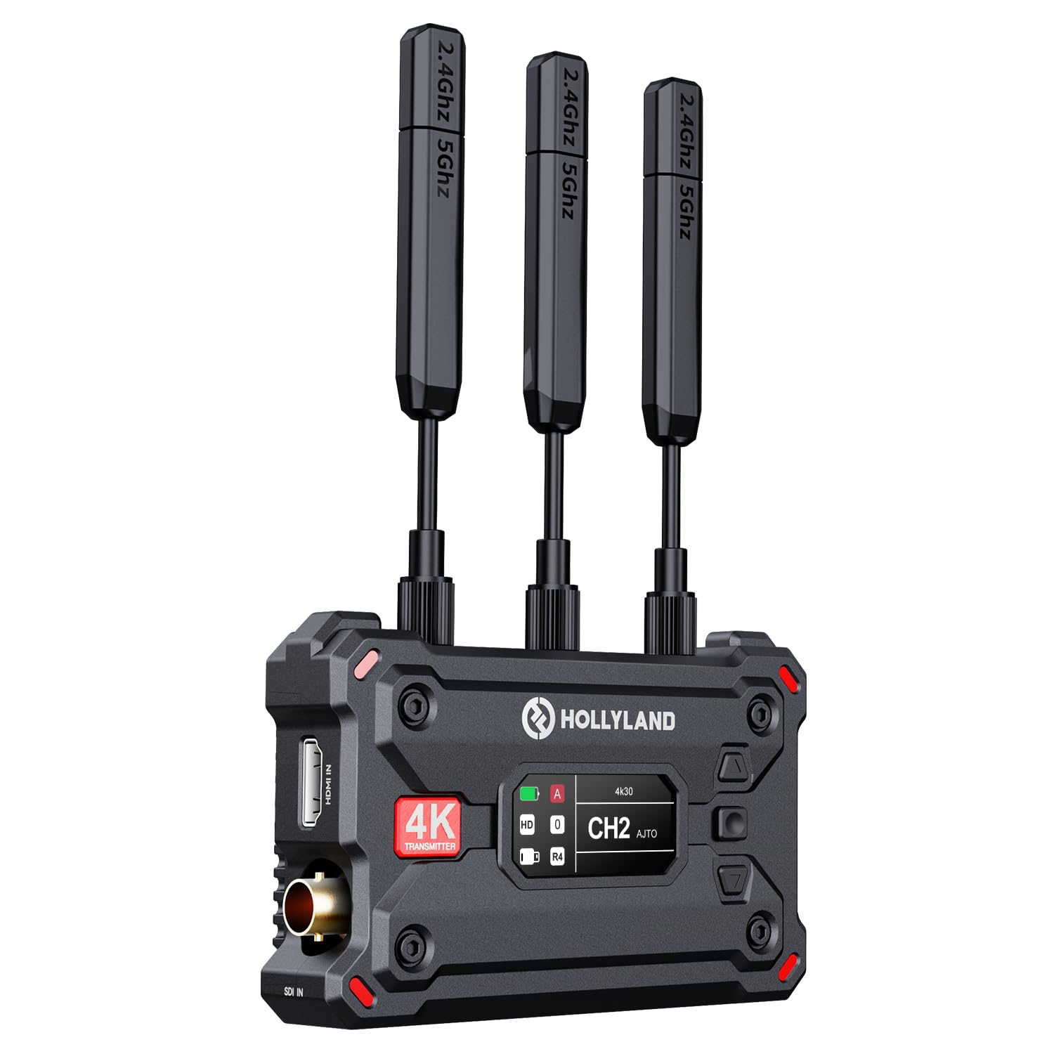 Hollyland Pyro S Wireless HDMI SDI Transmitter and Receiver, 4K30/1080p60 400m Range, 50ms Latency, Support Up to 4 Wireless Video Receivers, Auto Dual-Band Hopping, UVC & RTMP Live Stream (1TX)