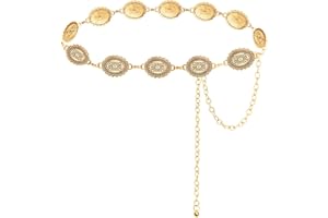 TOPACC Western Chain belt for Women Cowgirl Metal Concho Belt for Dresses Jeans Country Concert Outfit