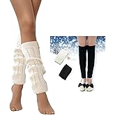 2 Pair Leg Warmers, Y2k Leg Warmers Women Kawaii Thigh High Socks Knee High Socks, Cable Knitted Long Socks