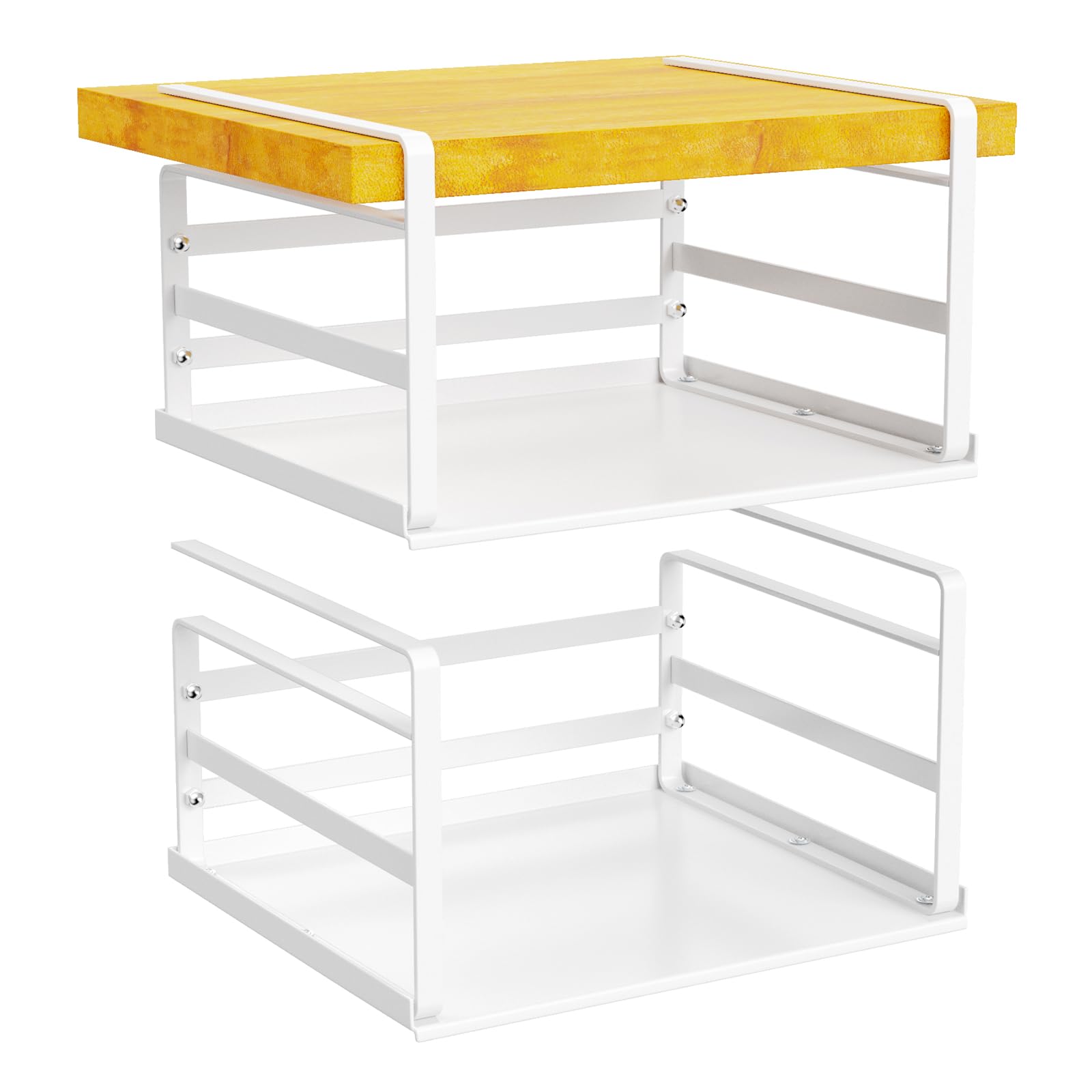 Photo 1 of PEKGRIL 2 Pack Under Shelf Basket, White Undershelf Storage Basket, Heavy Duty Slide-in Hanging Storage Basket, Metal Under Cabinet Organizer for Kitchen, Pantry, Desk, Bookshelf, Cabinet, CGSN-BS-2P