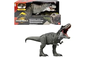 Mattel Jurassic World Rebirth Super Colossal Tyrannosaurus Rex Action Figure, T-Rex Dinosaur Toy Swallows Minis, Movie-Accurate Posable