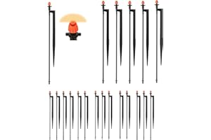 YULAIYOEN 180 Degree Micro Drip Spray Emitters: 20 Set Drip Irrigation Sprinkler Heads on 12 Inch Stakes with 1/4" Tubing, Half Circle Pattern Drip Emitters for Garden Irrigation System