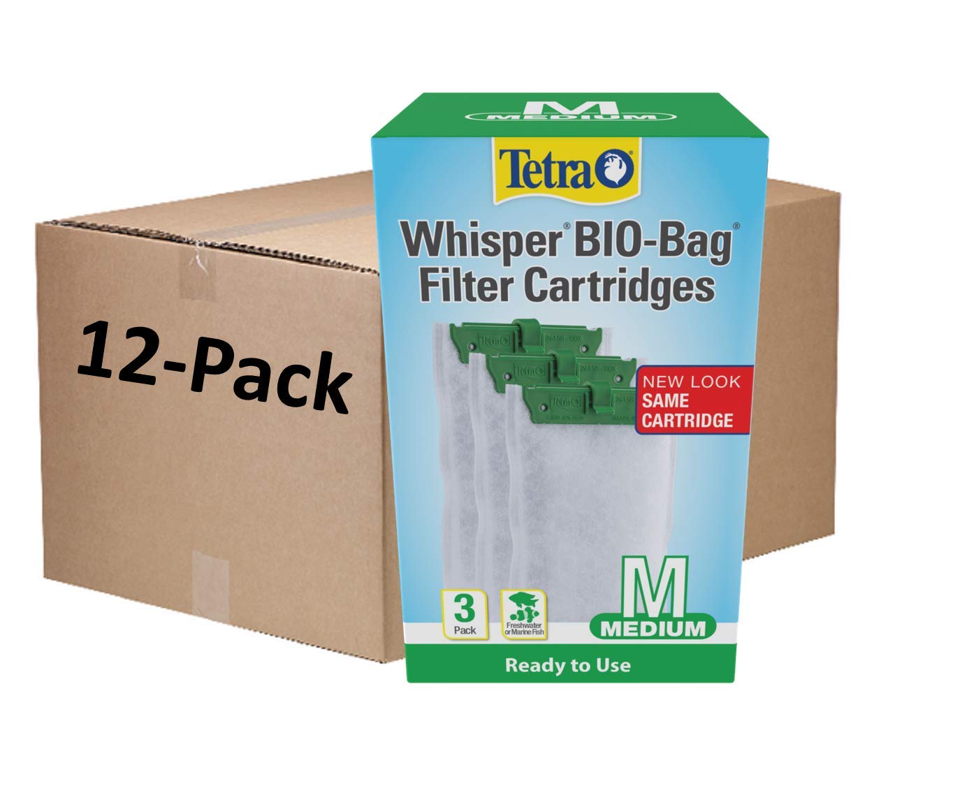 Tetra Whisper Bio-Bag Filter Cartridges for Aquariums, Medium Cartridge, Ready to Use, 3 Cartridges per Pack (Pack of 12), 36 Count