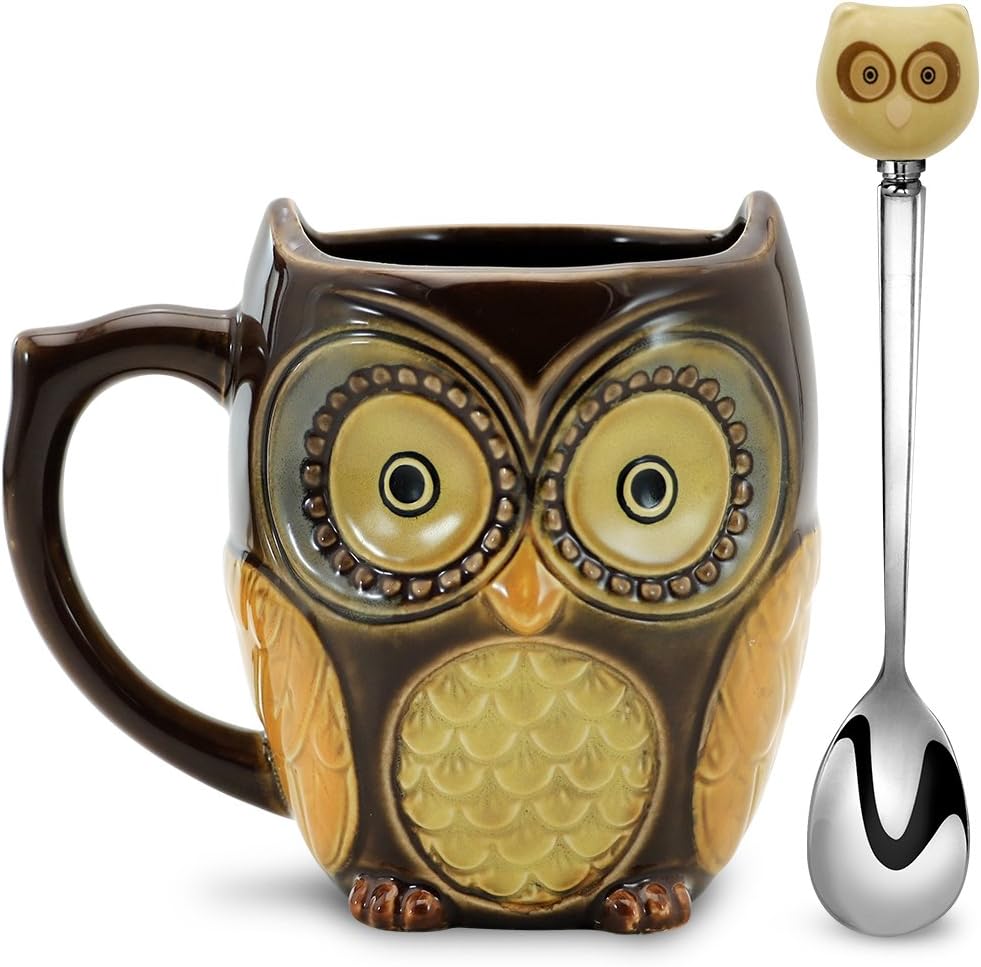 SQOWL 3D Coffee Mug Funny Cute Owl Ceramic Cup Coffee Mug