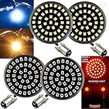 Eagle Lights Generation II Midnight Edition 2 Inch LED Turn Signals with White Running Lights (Front (1157) and Rear (1157) LED Turn Signal Kit, Add Smoked Lenses) for Harley Davidson