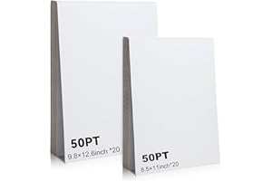 MIIKOUL 40 Pcs Book Board, Thick Binders Board Chipboard White Heavy Duty Cardboard Sheets for Book Binding Cover, Picture Frame Backing, DIY Crafts (12.6×9.8inch *20, 11×8.5inch *20) 50PT 0.05"