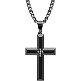 Black Cross Pendant Necklace for Men 24" Stainless Steel Cuban Chain, Mens Jewelry - Choice of Colors