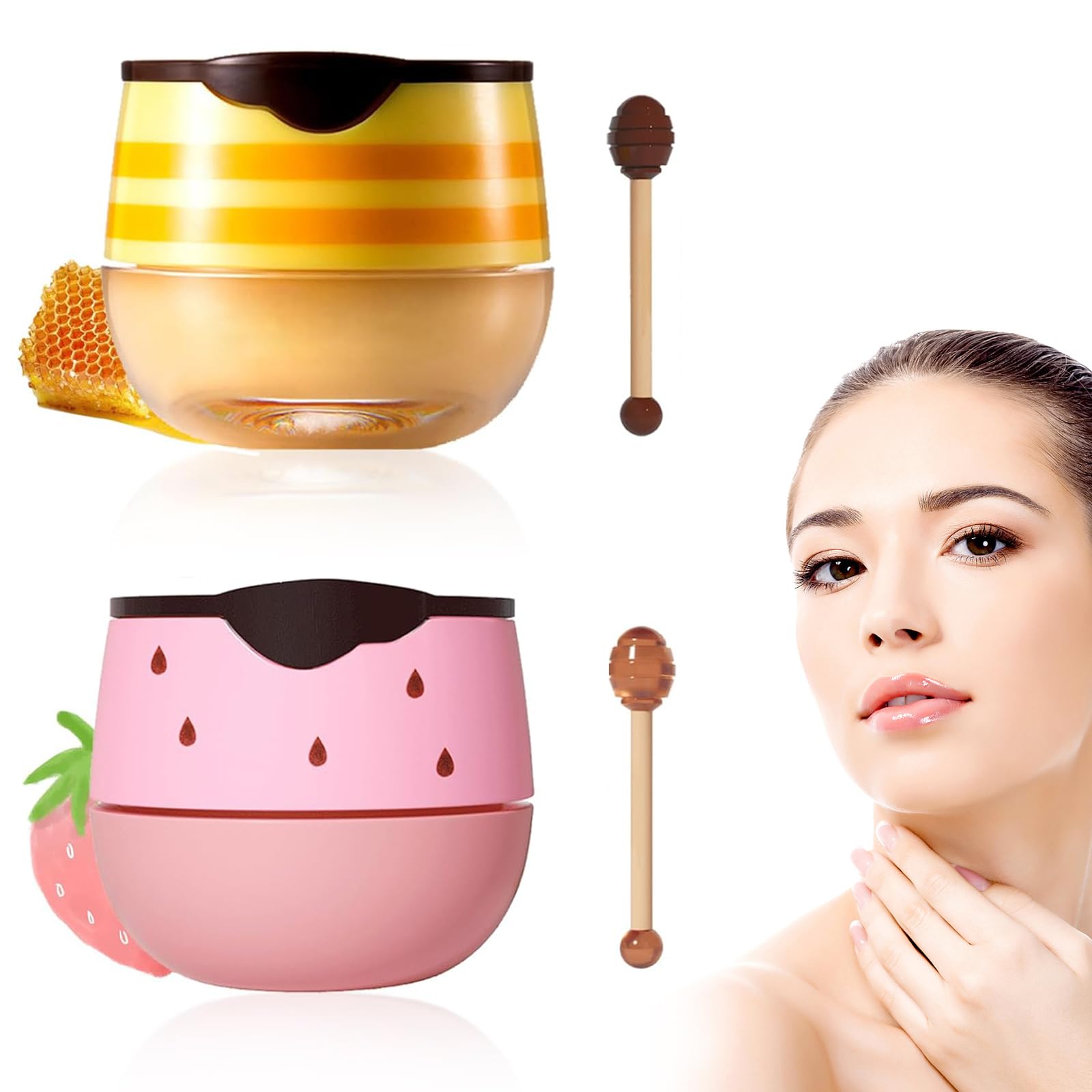 Honeybalm Lip Balm - Moisturizing Honey Pot Balm for Dry and Peeling Lips, Reduces Lines, Suitable for Women and Girls