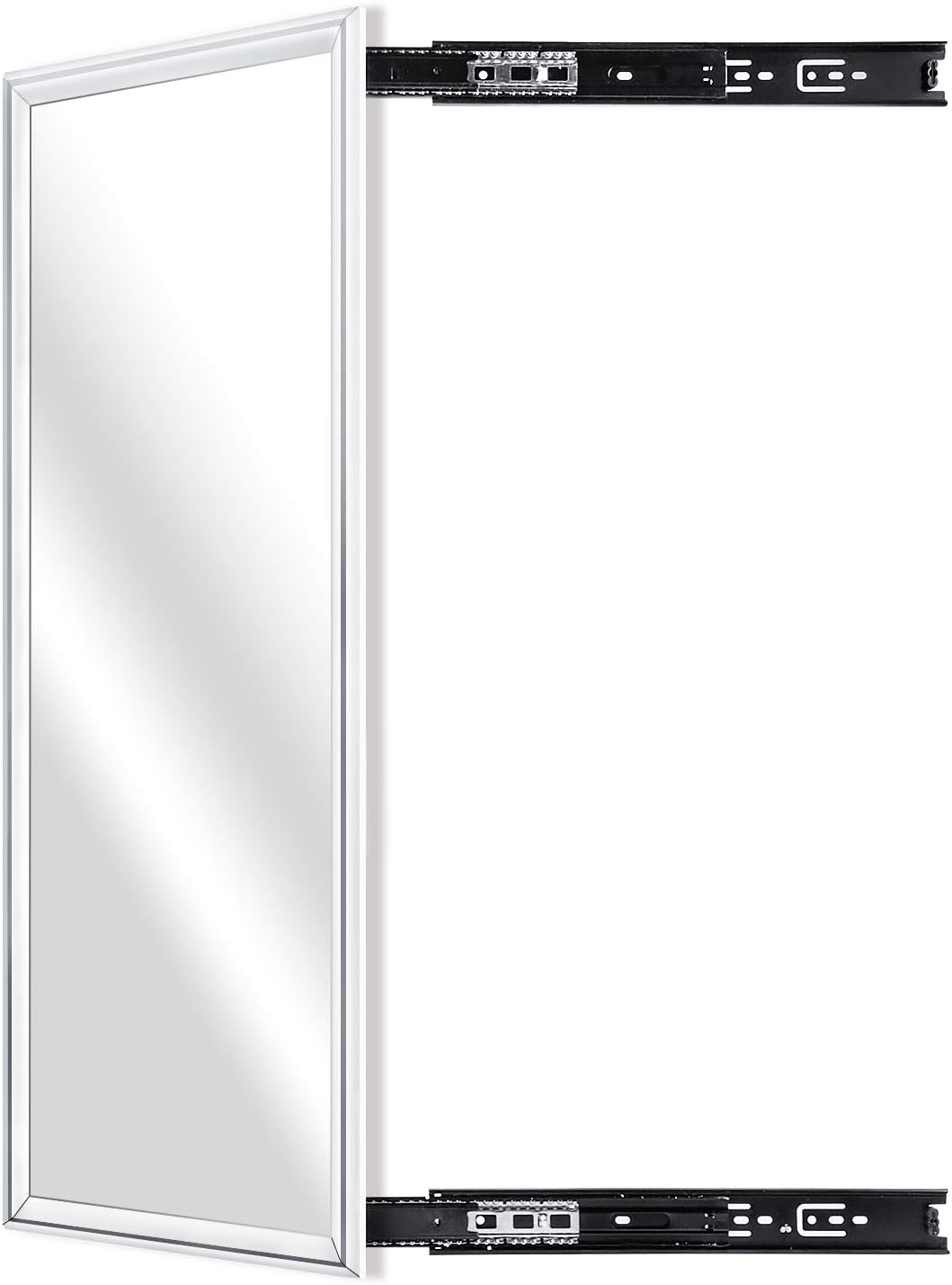 KDKD Dressing Mirror Mounted with Retractable Rail for Wardrobe, Pull Out Full Length Closet Mirror.(31.5”X13.8”, Aluminum Alloy Framed, Sliver).