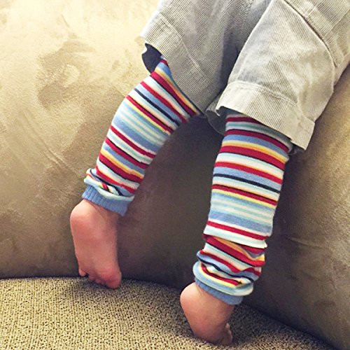 Bowbear Baby 3-Pair Leg Warmers, Navy, Sky Blue, Red Stripes