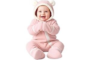 PATPAT Fleece Hooded Footed Clothes, Soft Warm Footie Covers, Car Seat Friendly, Easy Zip,Cute Romper Newborn Infant Jumpsuit