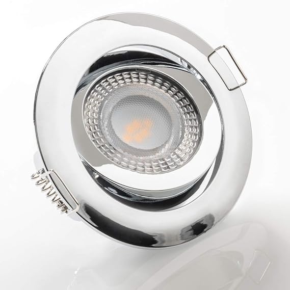 LED Einbaustrahler schwenkbar flach 3000K warmweiß 230V dimmbar Deckenstrahler Einbauleuchte Einbauspot, Farbe:Chrom, Einheit
