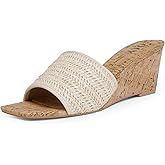 QIY Wedge Sandals for Women Open Toe Wedge Heels for Women Square Toe Wedge Mules