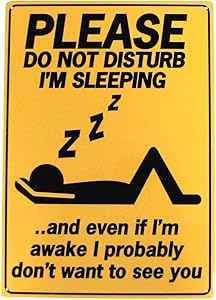 TG,LLC Treasure Gurus Funny Sleeping Do Not Disturb Metal 8x12 Sign Garage Wall Man Cave Decor Office Gag
