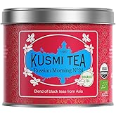 Kusmi Tea - Russian Morning No.24 - Organic Black Tea - Blend of Asian Black Teas - Grand Yunnan, Ceylon & Assam - Smooth, Flavourful, Caffeinated Tea - Loose Leaf Tea - Tin Box of 3.5 oz