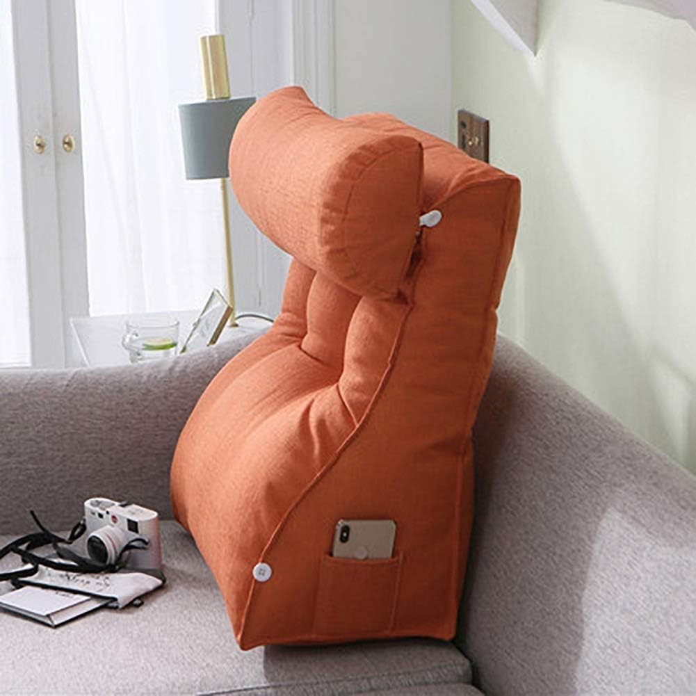 SZDL Bed Wedge Backrest Reading Pillow Bolster Daybed Sofa Bed Office Chair Rest Cushion Throw Pillow Adjustable Back Wedge Cushion Pillow (Color : Orange, Size : 55x30x60cm)