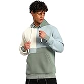 Lionary Men's Cozy Woolen Hoodie – Stylish Green & White Block Design with Hood & Pockets