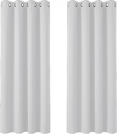 Deconovo Thermal Insulated Eyelet Curtains 2 Panels 42x54 Silver Grey Girls