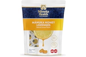 Manuka Health Manuka Honey Cough Drops – 58 Natural Lemon Flavored Throat Lozenges Infused with Raw Manuka Honey and Vitamin C for Immune Support