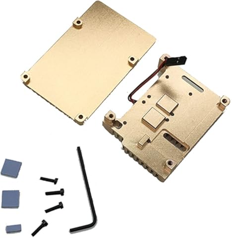 nbvmngjhjlkjlUK Carcasa de Aluminio Armadura Carcasa de Aluminio + Ventilador de enfriamiento Doble Reemplazo Dorado para Raspberry Pi Raspberry Pi 4 Modelo B (Negro)