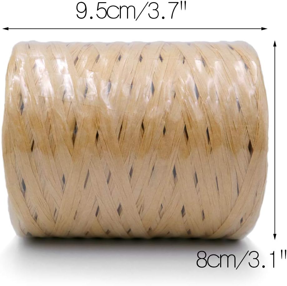 KINGLAKE 200m Brown Raffia Ribbon for Gift Wrapping Natural Paper Ribbon - Image 4