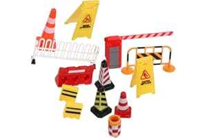 Yardwe Miniature Traffic Fence Models and Roadblocks Signs Toy for Boys and Girls, 13pcs Set Simulation