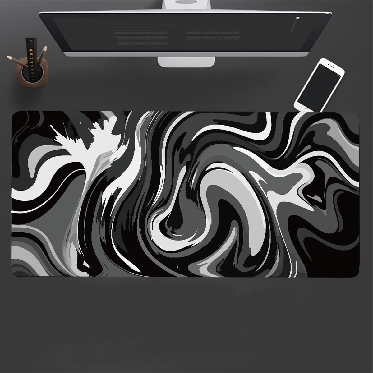 Rcege Großer Mauspad für Schreibtisch - 800x400mm Gaming-Mauspad mit genähten Kanten, Nicht rutschender Unterlage, Schreibtischmatte für Tastatur und Maus 8