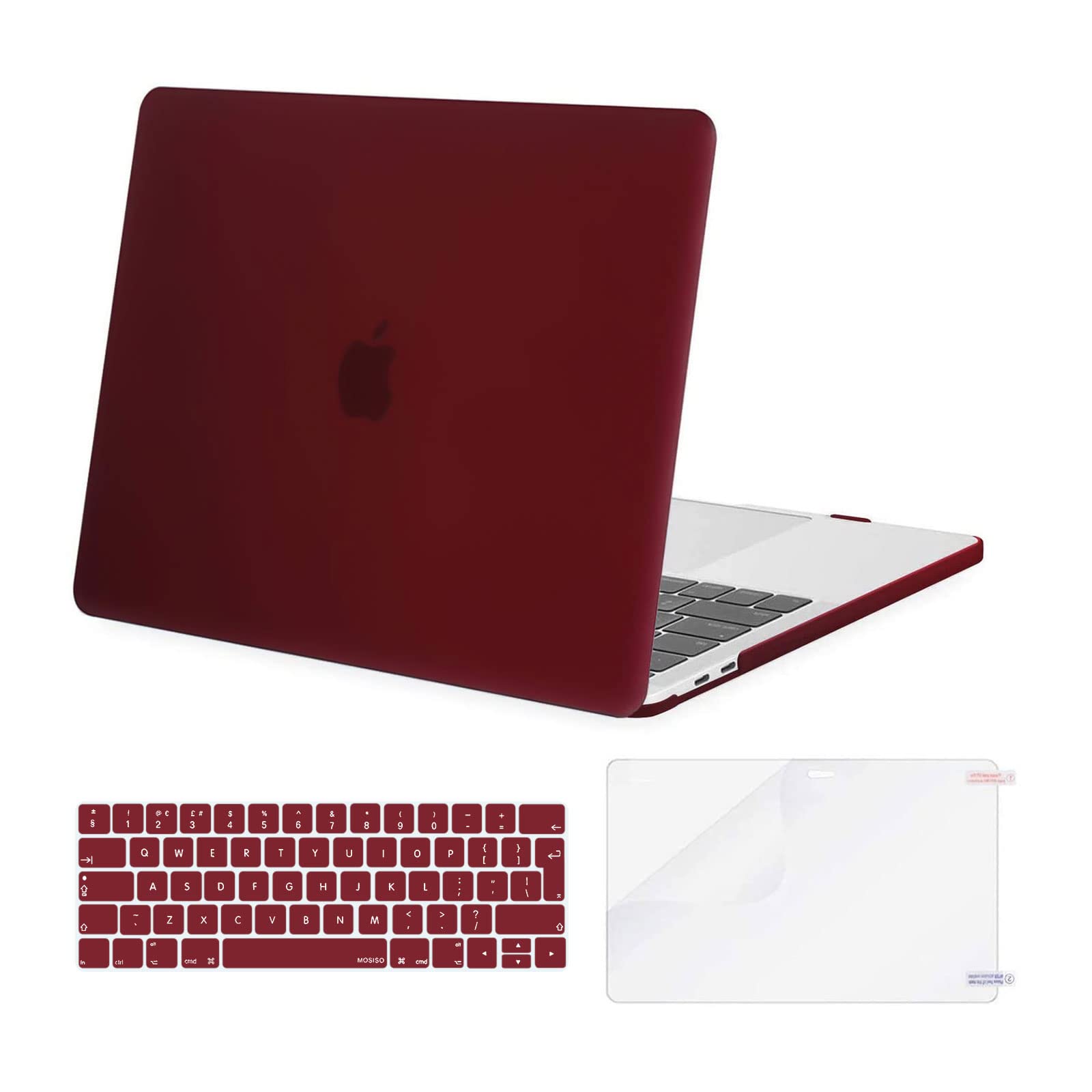 MOSISO Compatible with MacBook Pro 13 inch Case M2 M1 2026 2025 2024 2023-2016 Release A2338 A2289 A2251 A2159 A1989 A1706 A1708, Plastic Hard Shell Cover&Keyboard Skin&ScreenProtector, Marsala Red