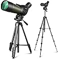 Nexiview 25-75x60 Spotting Scope with 64in Tripod, Carry Bag - Clear Low Light Vision Spotting Scopes - Fogproof Spotting Scopes for Target Shooting, Hunting, Birding, Wildlife Viewing (Green)