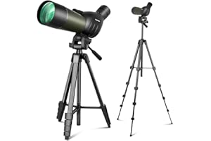 Nexiview 25-75x60 Spotting Scope with 64in Tripod, Carry Bag - Clear Low Light Vision Spotting Scopes - Fogproof Spotting Scopes for Target Shooting, Hunting, Birding, Wildlife Viewing (Green)