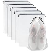 Clear Travel Shoe Bags 5-Pack (15.7x11.8 Inches) – Waterproof Drawstring Shoe Organizers for Packing, Essential Travel Gear for Men & Women
