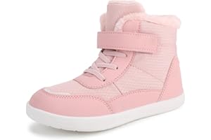 Dinint Toddler/Little/Big Kids Barefoot Shoes Girls Boys Winter Wide Toe Box Fur Lined Warm Anti-Slip Minimalist High Top Snow Boots