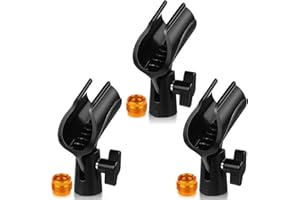 HAIABEI 3 Pack Universal Microphone Clip Holder for Mic Stand Adjustable Mic Clip Holder Come with 5/8" Male to 3/8" Female Screw Adapter Suitable for Wired or Wireless Handheld Microphones