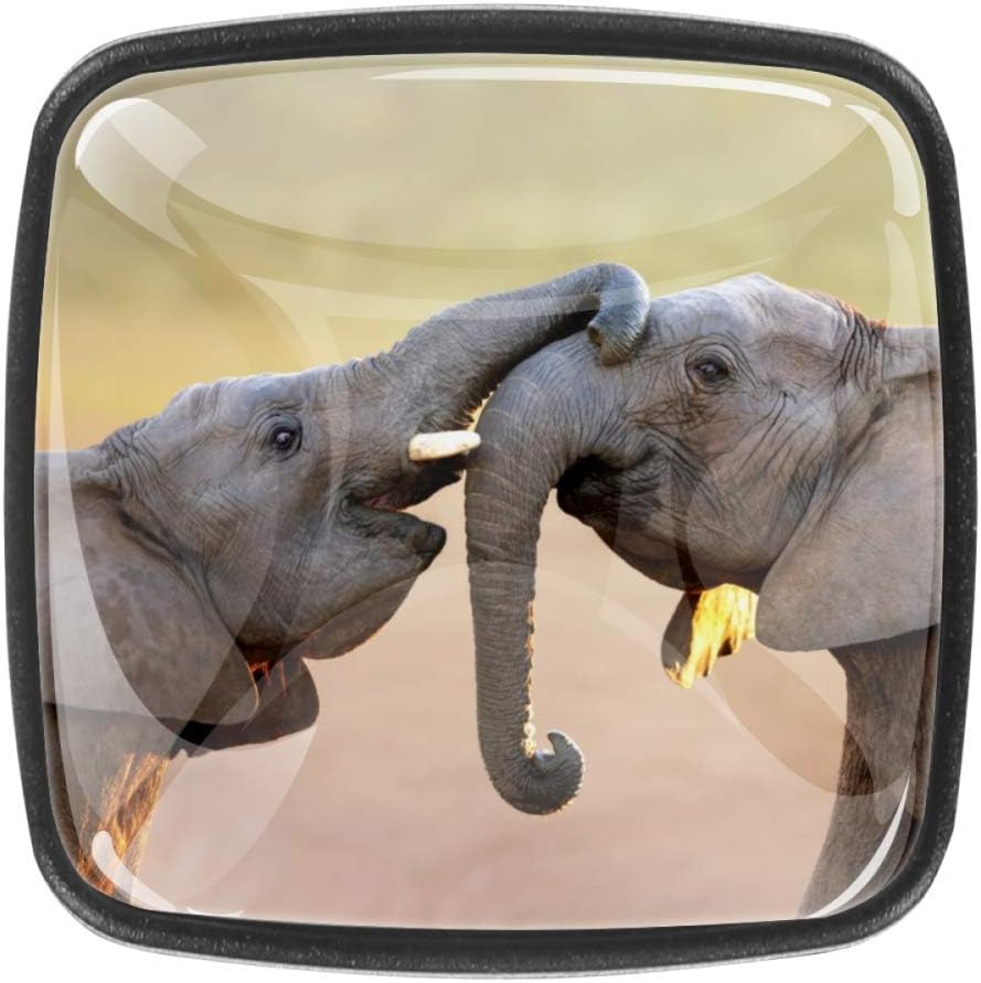 Z&Q Schrankknöpfe Afrikanischer Elefant Schublade zieht Schwarze