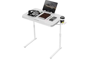Allpop Ultra TV Tray Table, TV Dinner Tray for Eating, Adjustable Folding Tray Table with Book Stand, Cup Holder, Laptop Stopper & Tablet Slot on Coach & Bed, White