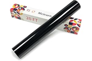 MCIRURN Black Htv Vinyl Rolls Heat Transfer Vinyl 12" X 20ft, for Basketball Jerseys and Regular Cotton Clothes Iron On Vinyl Fabrics, The White Heat Vinyl Design is More Eye-Catching (Black, 20)