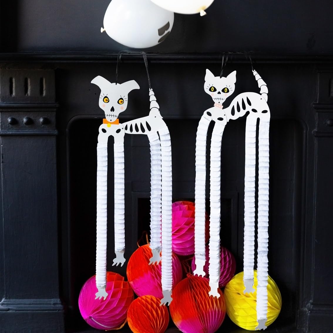 2 x Novelty Cat & Dog Shaped Reusable Hanging Halloween Decorations - Hang in window or at your party - no scary plastic here! Product & packaging are made from 100% Paper | Made By Talking Tables -