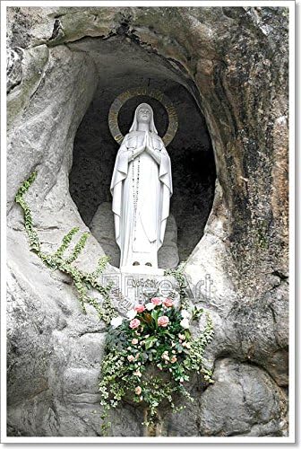 Barewalls Statue of The Virgin Mary in The Grotto of Lourdes Attracts Many Pilgrims from All Over The World 2 Paper Print Wall Art (36in. x 24in.)